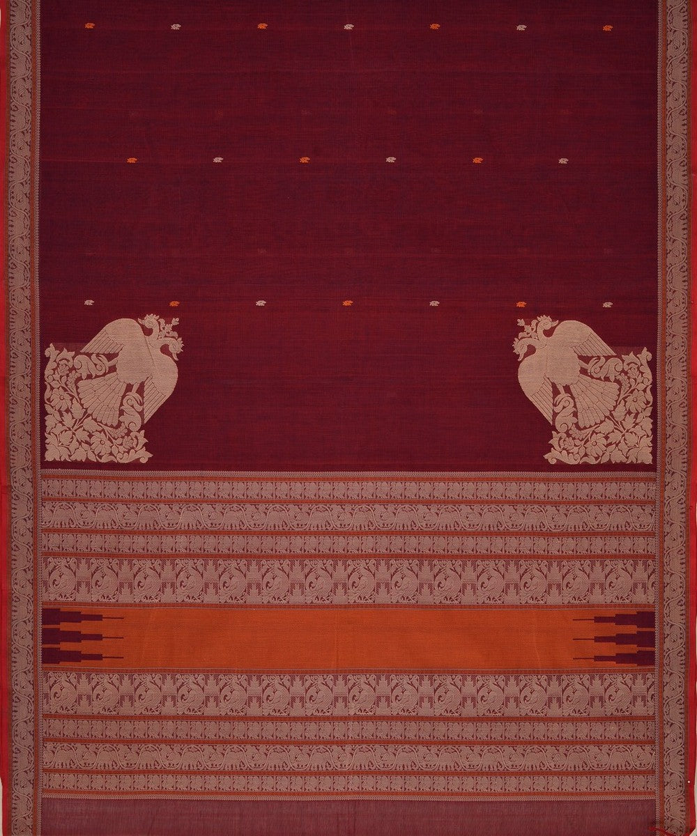 Maroon handwoven kanchi cotton saree