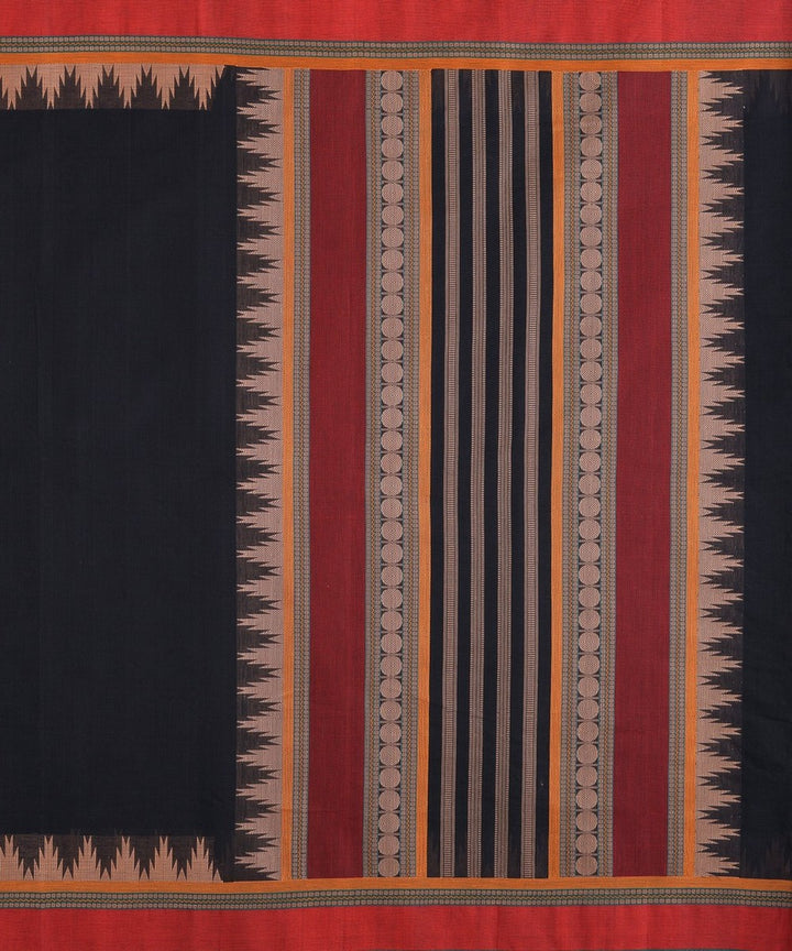 Black red handwoven kanchi cotton saree