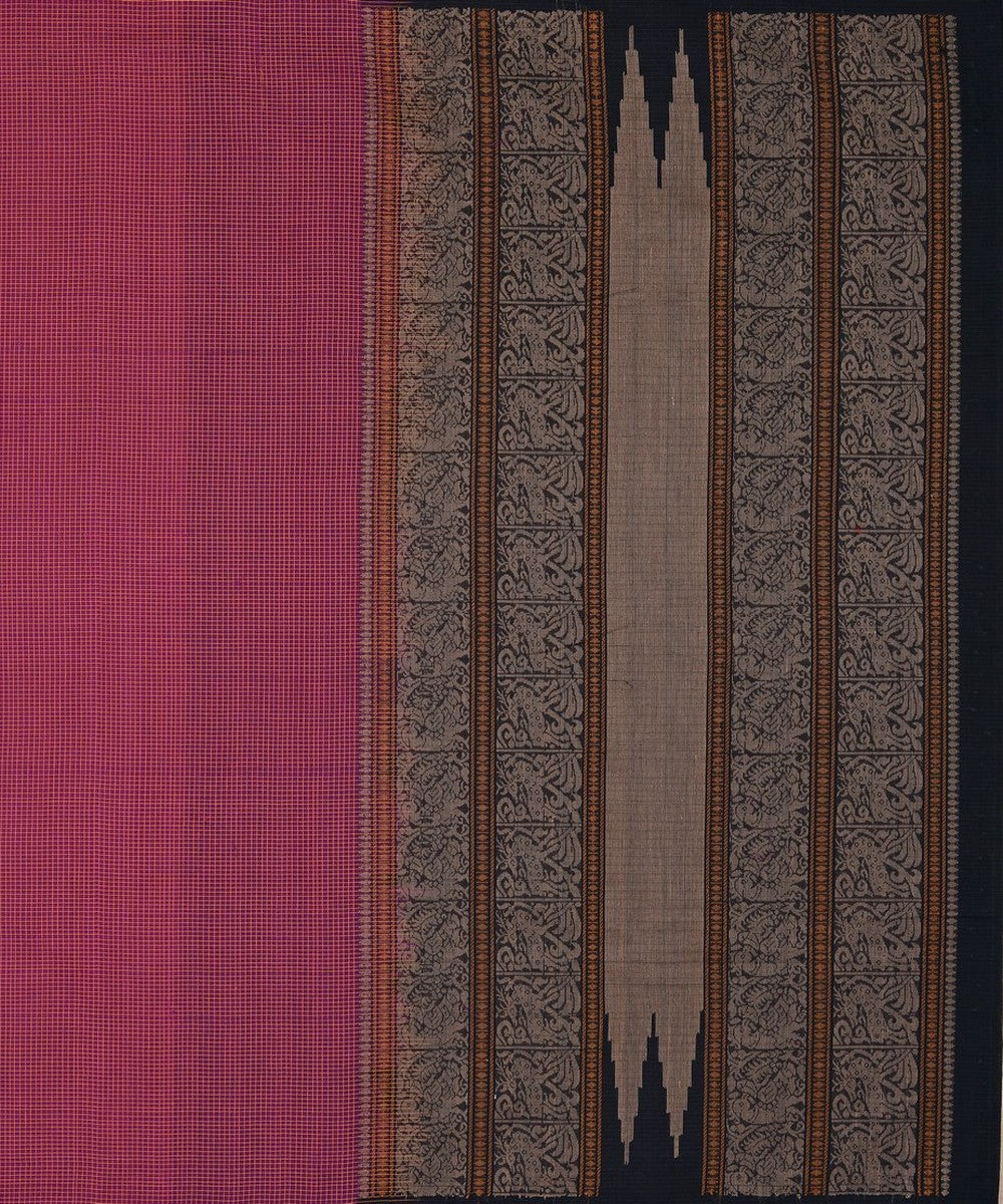 Purple pink handwoven kanchi cotton saree