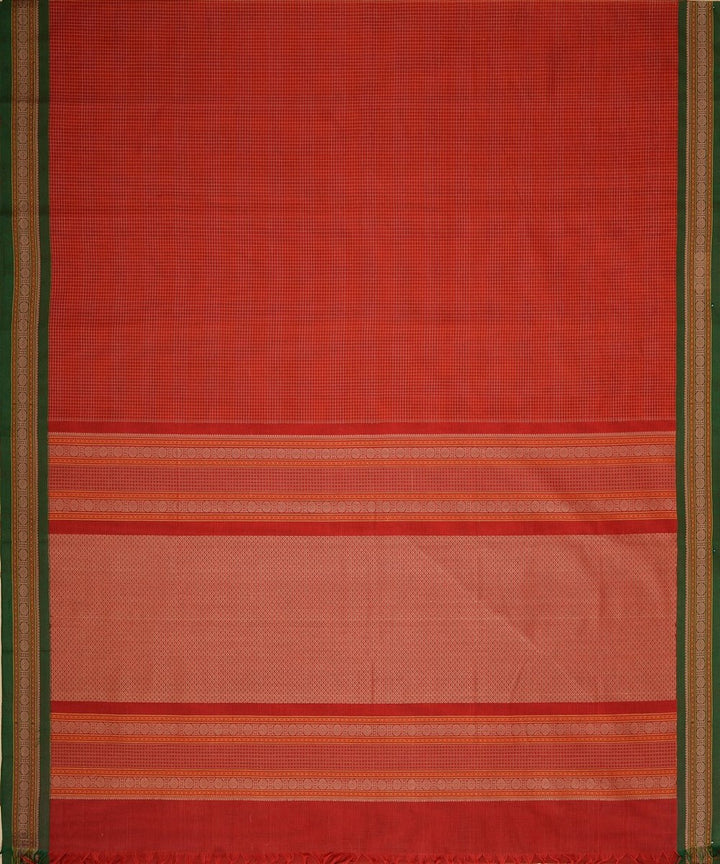 Red orange handwoven kanchi cotton saree