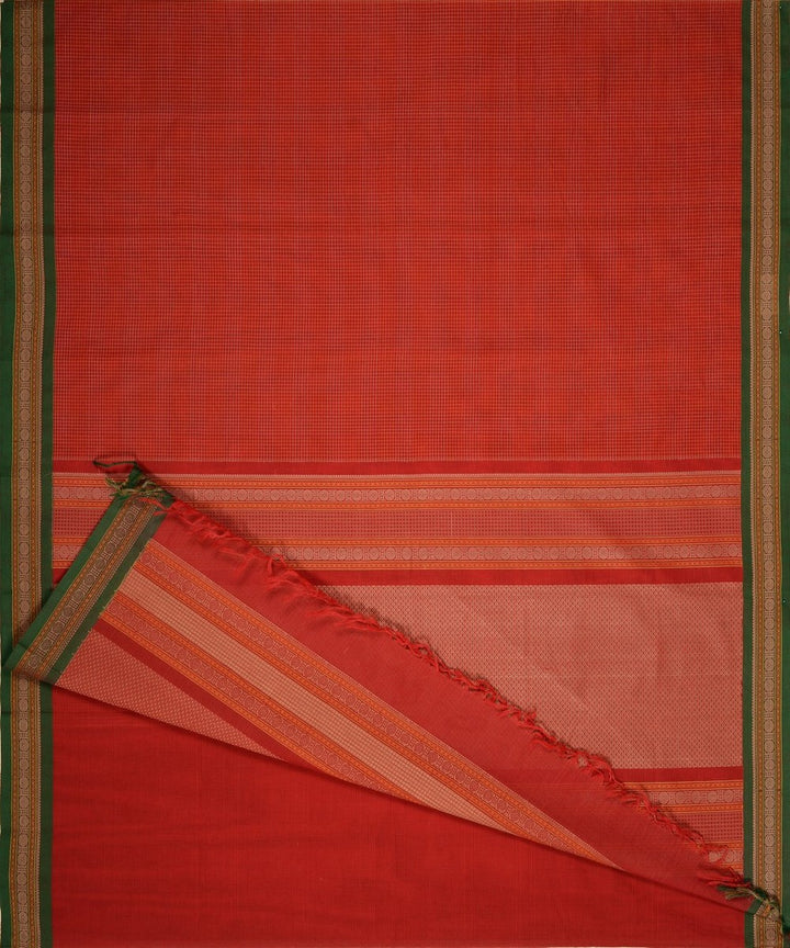 Red orange handwoven kanchi cotton saree