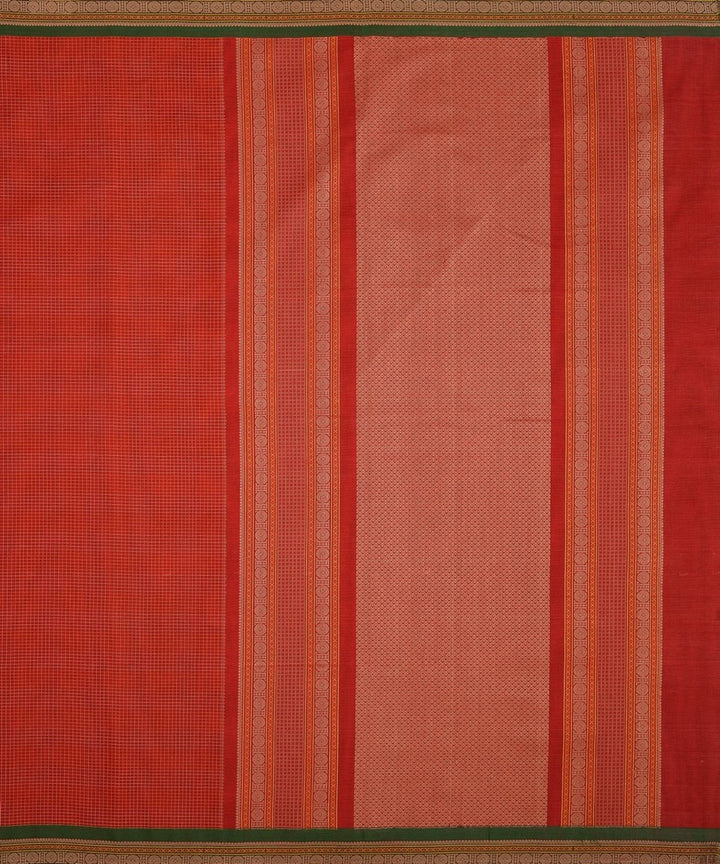 Red orange handwoven kanchi cotton saree