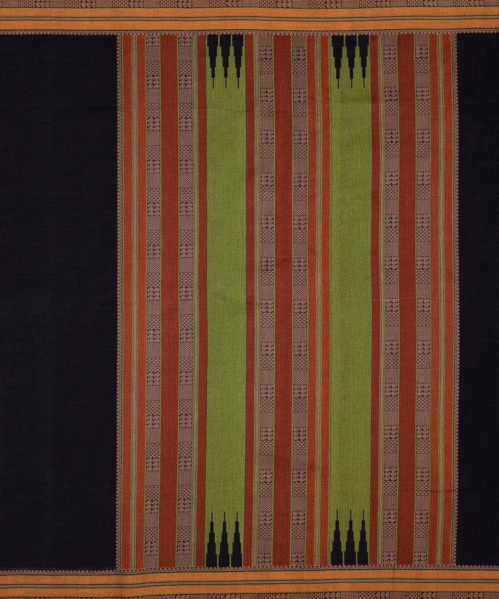 Black and mustard handwoven kanchi cotton saree