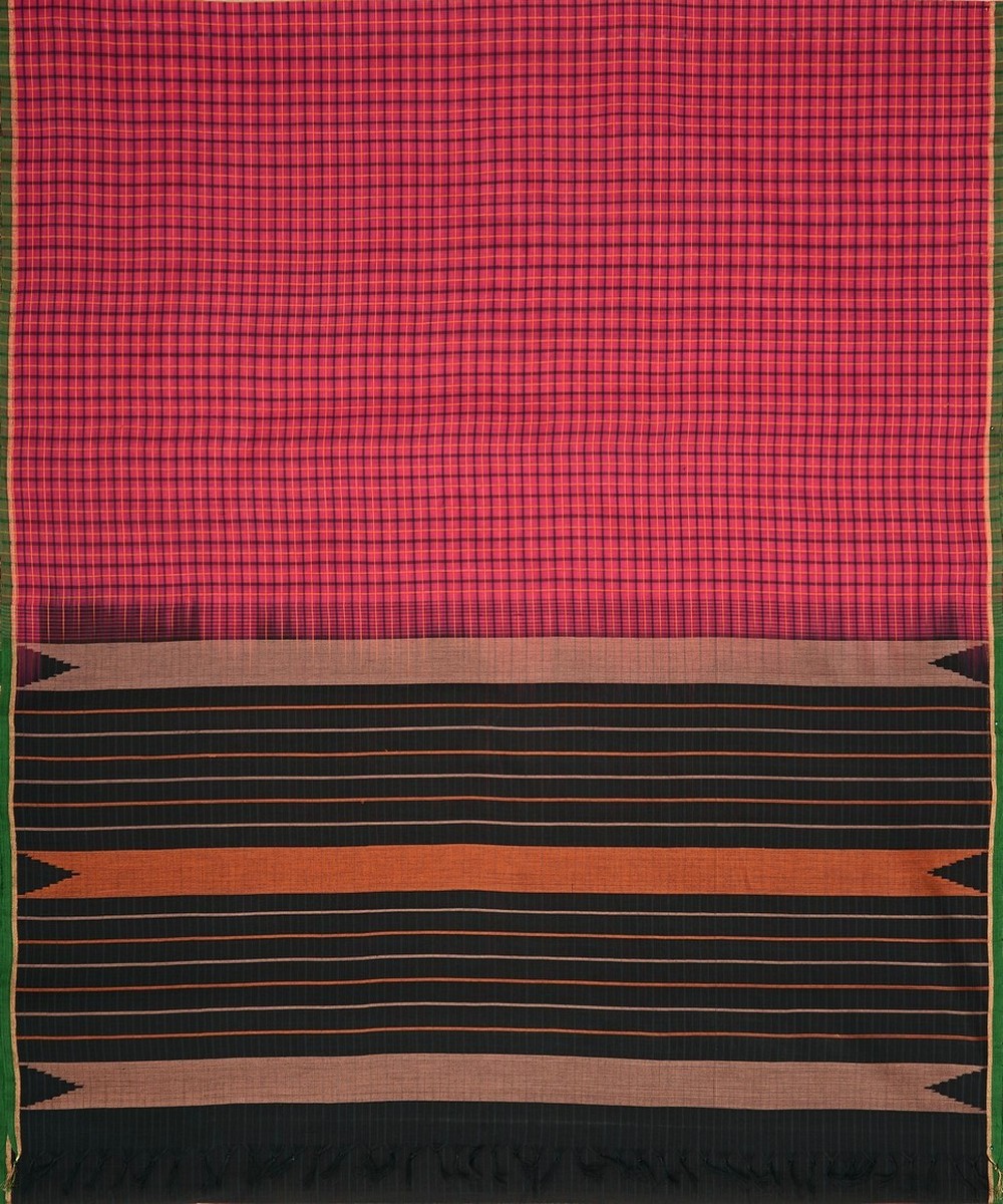 Pink borderless handwoven kanchi cotton saree