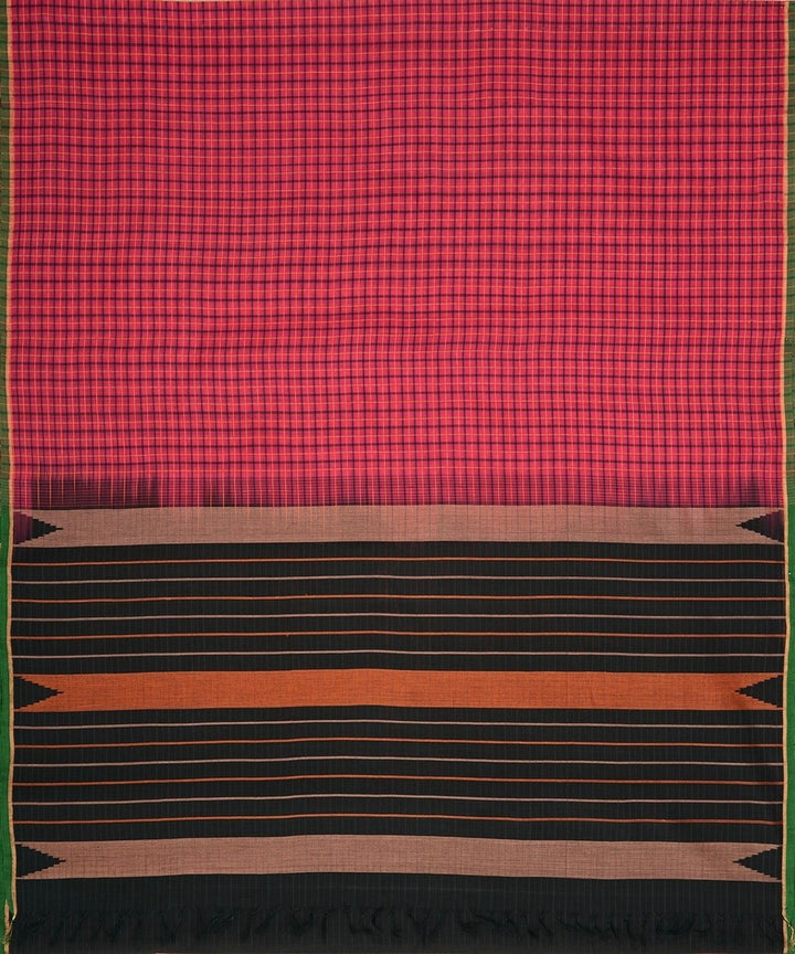 Pink borderless handwoven kanchi cotton saree