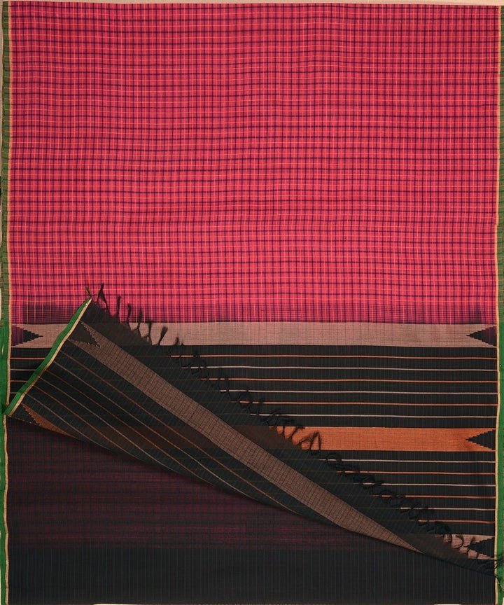 Pink borderless handwoven kanchi cotton saree