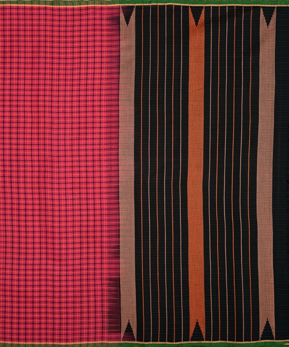 Pink borderless handwoven kanchi cotton saree