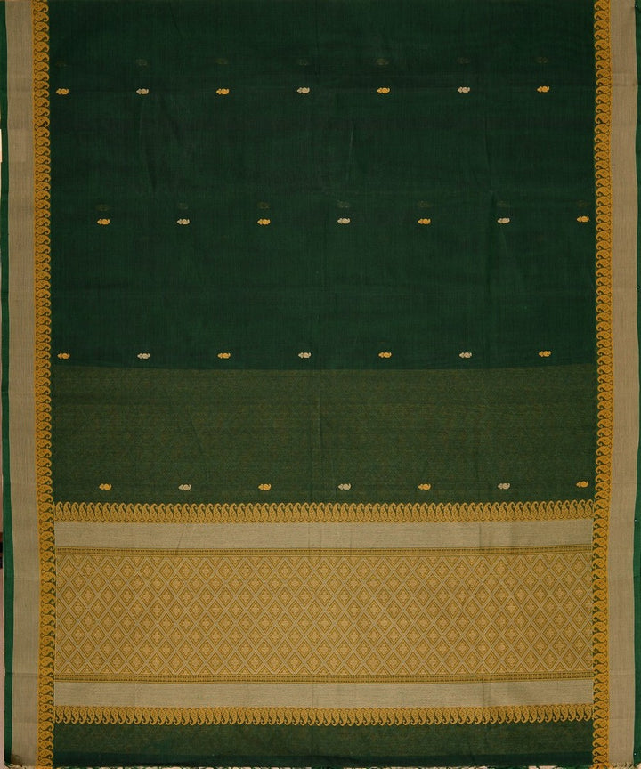 Dark green butta handwoven kanchi cotton saree