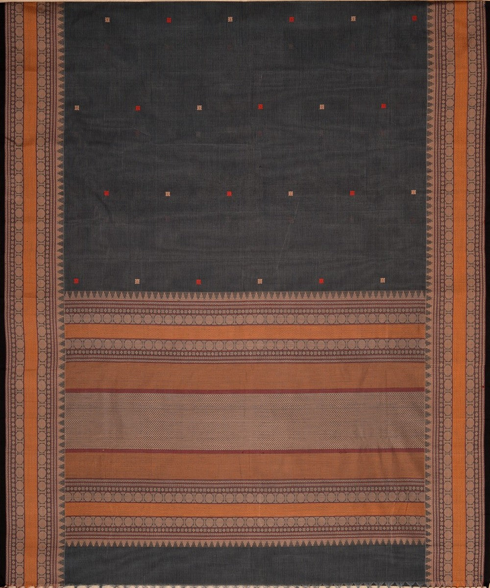 Grey butta handwoven kanchi cotton saree