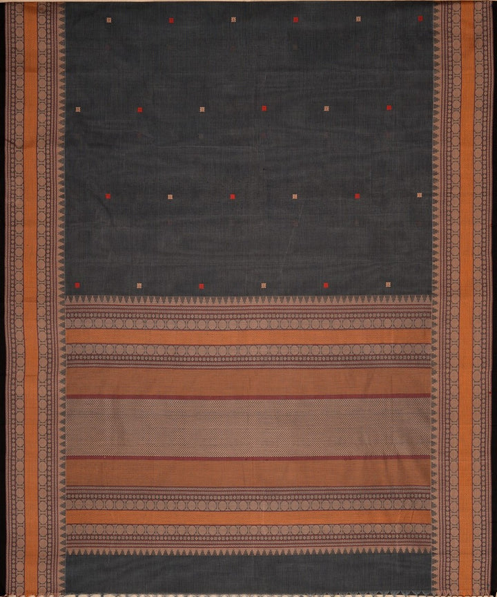 Grey butta handwoven kanchi cotton saree