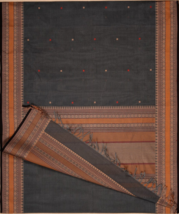 Grey butta handwoven kanchi cotton saree