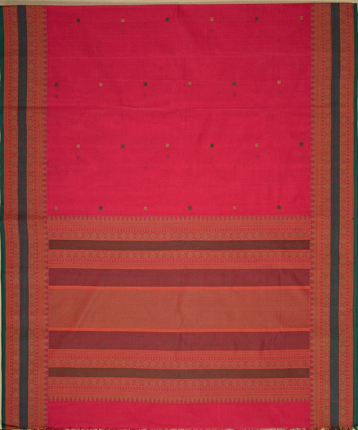 Pink butta handwoven kanchi cotton saree