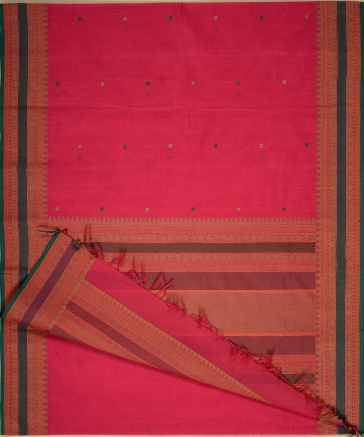 Pink butta handwoven kanchi cotton saree