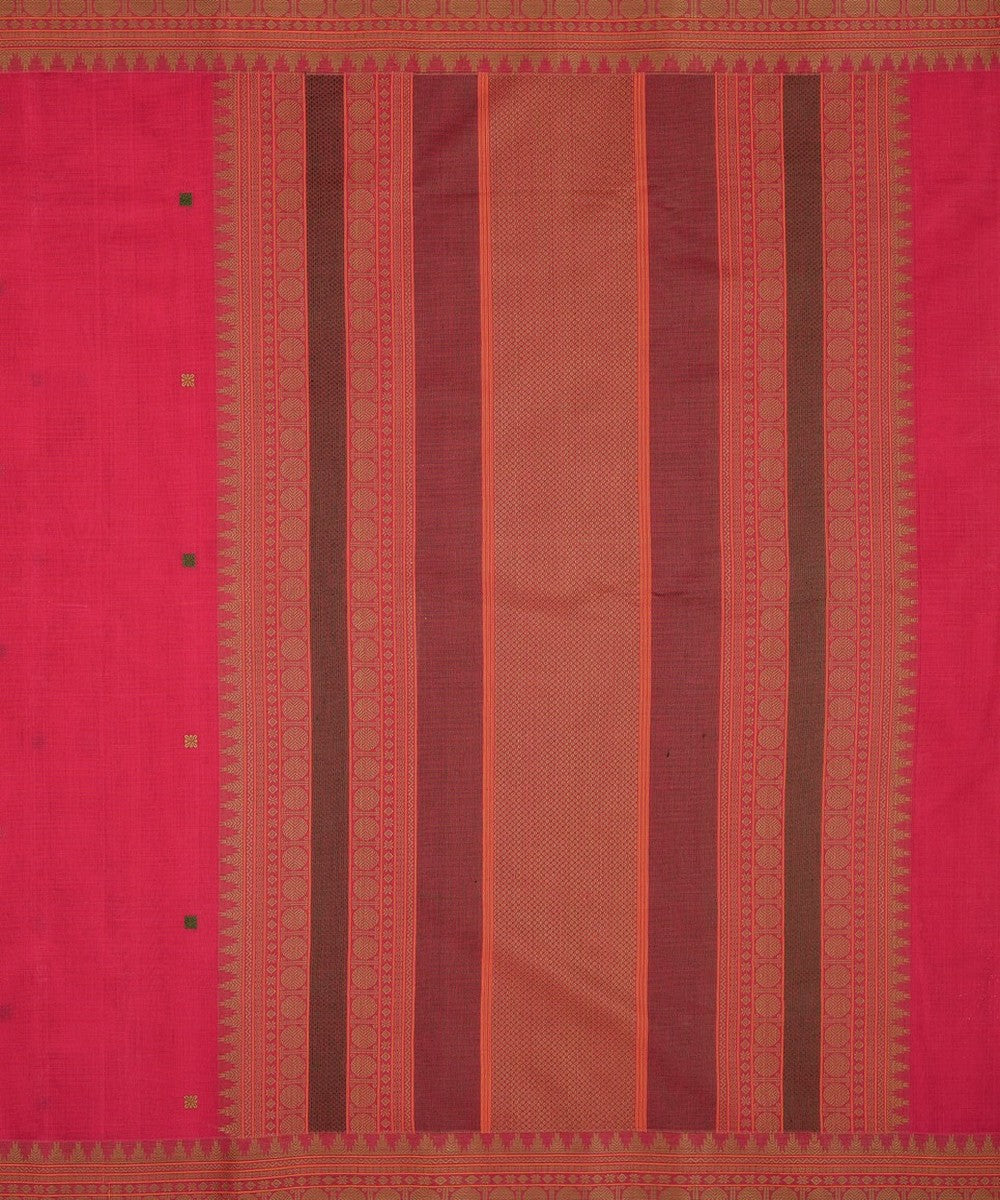 Pink butta handwoven kanchi cotton saree