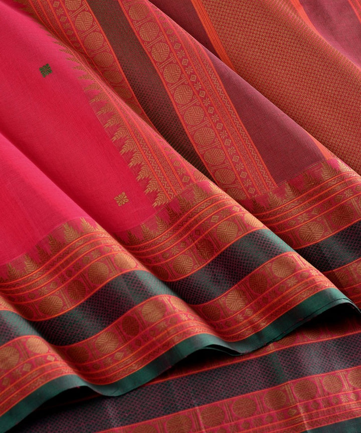 Pink butta handwoven kanchi cotton saree