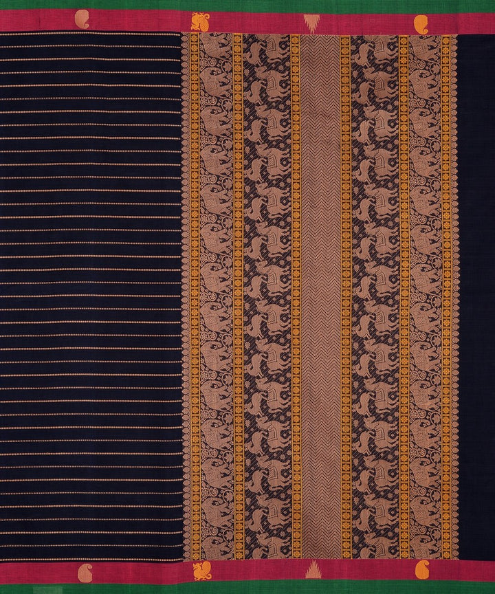 Navy blue veldhari handwoven kanchi cotton saree