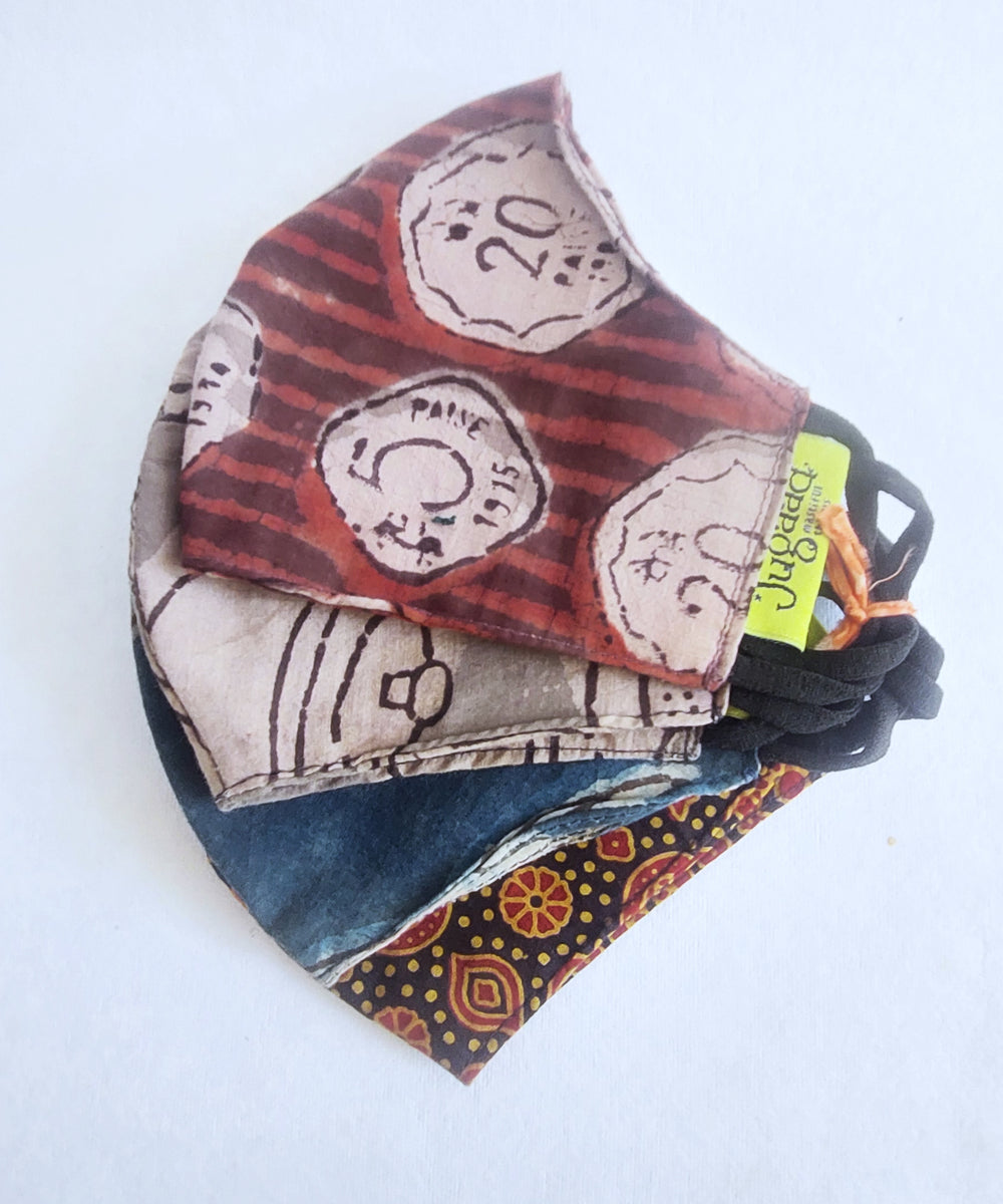 Cotton multi color mask set of 4