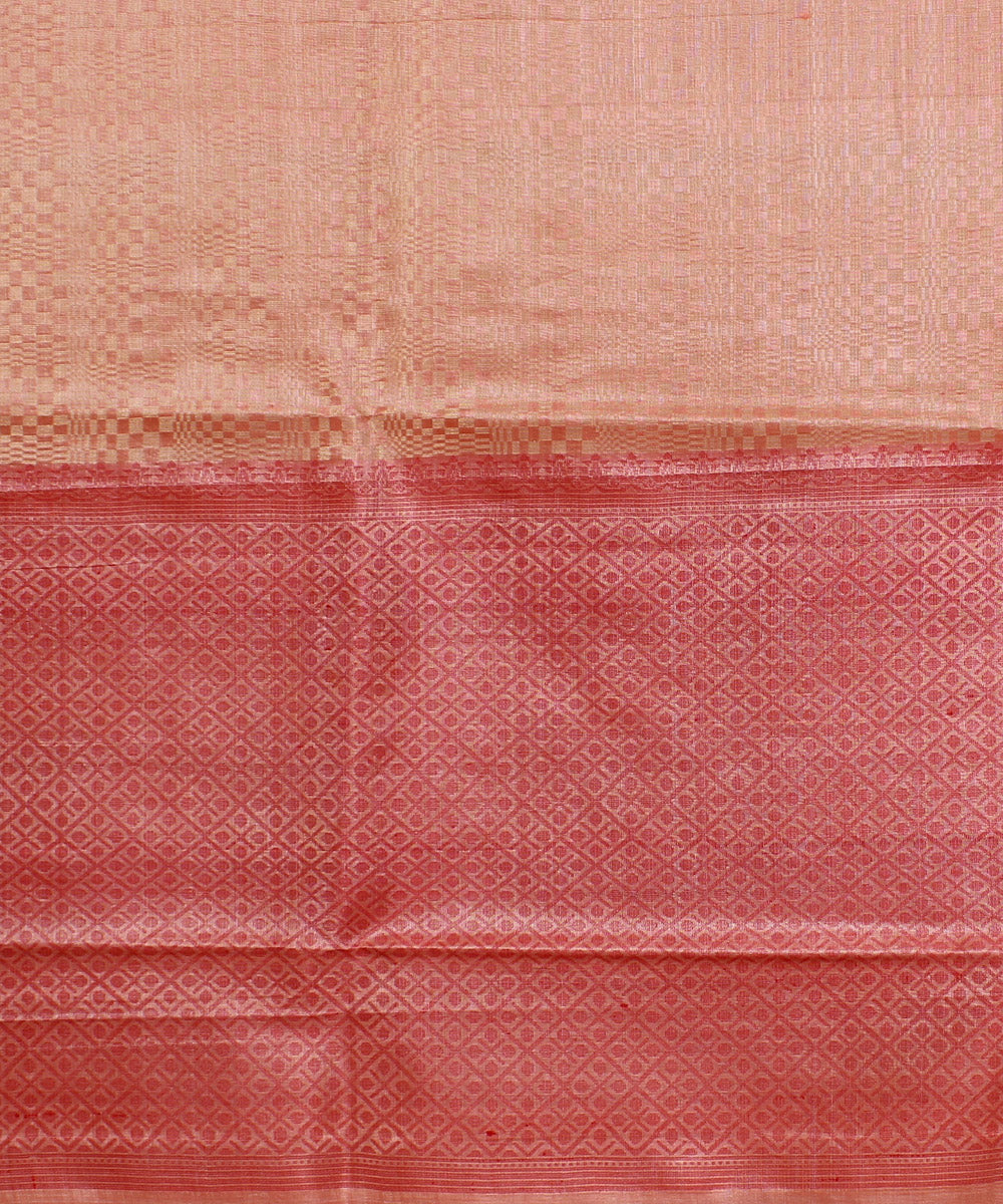 Peach red handwoven kosa tussar silk saree