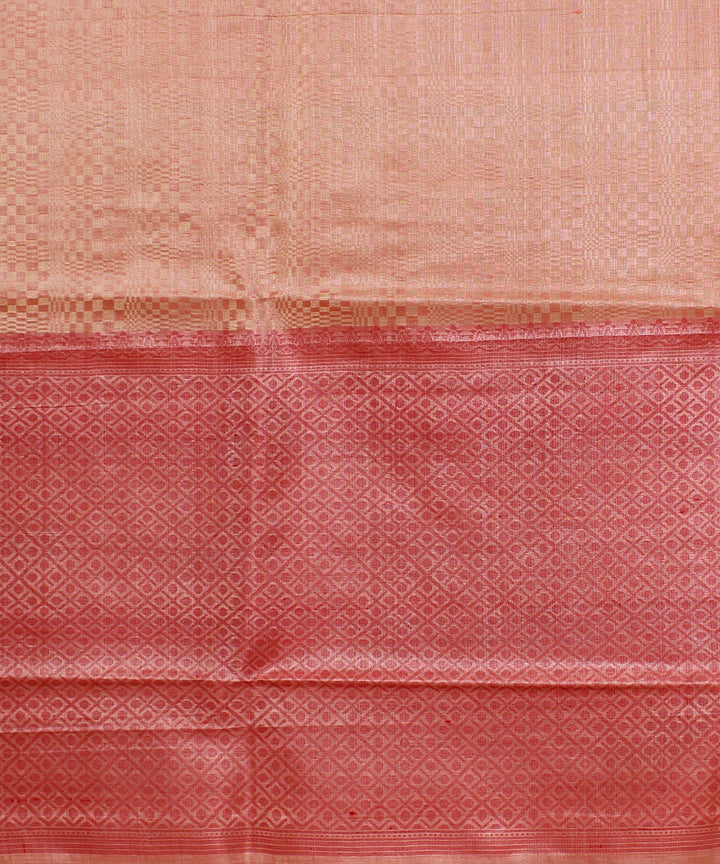 Peach red handwoven kosa tussar silk saree