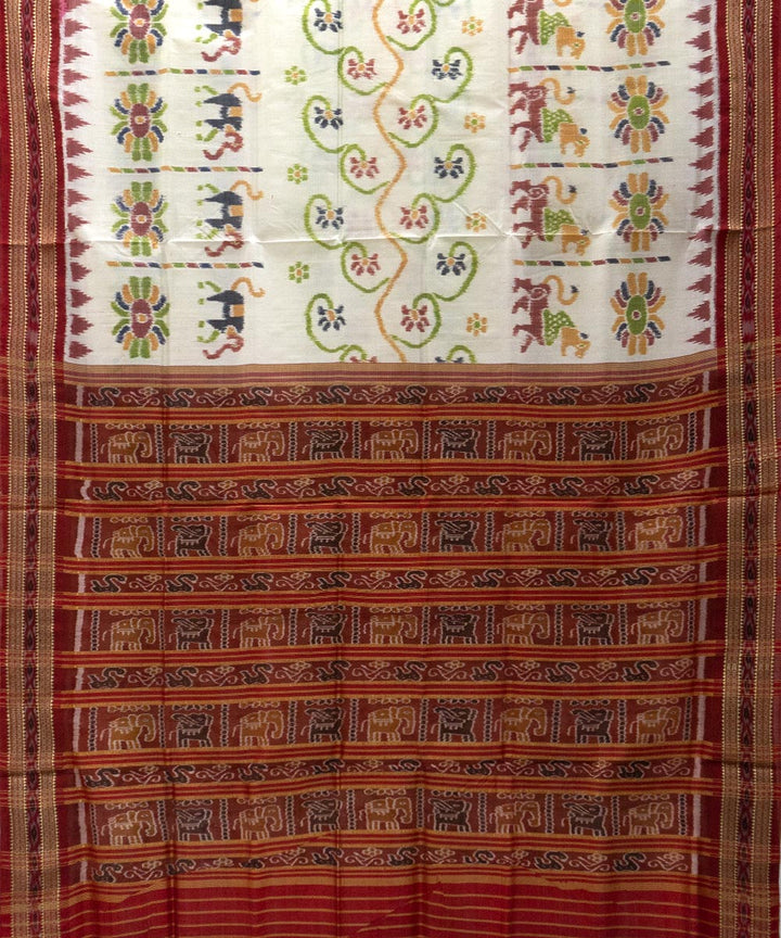 White red silk handwoven khandua saree