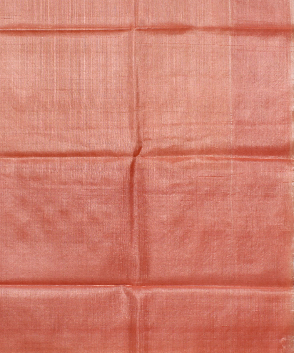 Peach red handwoven kosa tussar silk saree