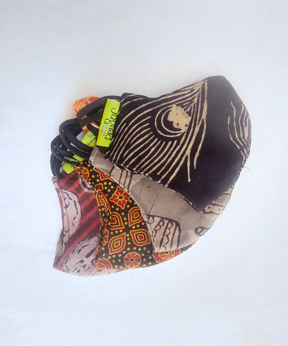 Cotton multi colour mask set of 4