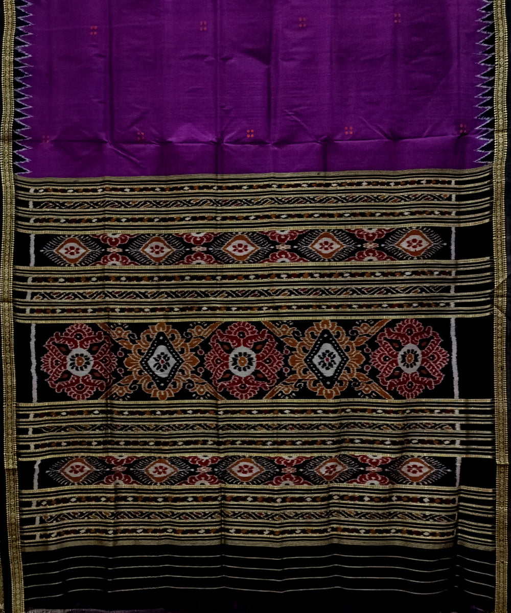 Purple black silk handloom khandua saree