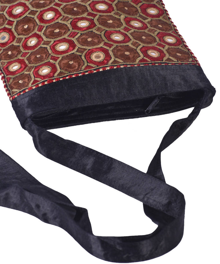 Black multicolor hand embroidery mashroo cross body bag
