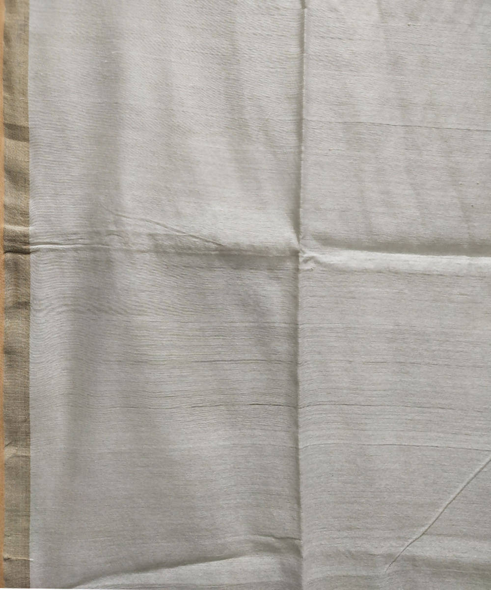 Beige handwoven jamdani resham silk saree