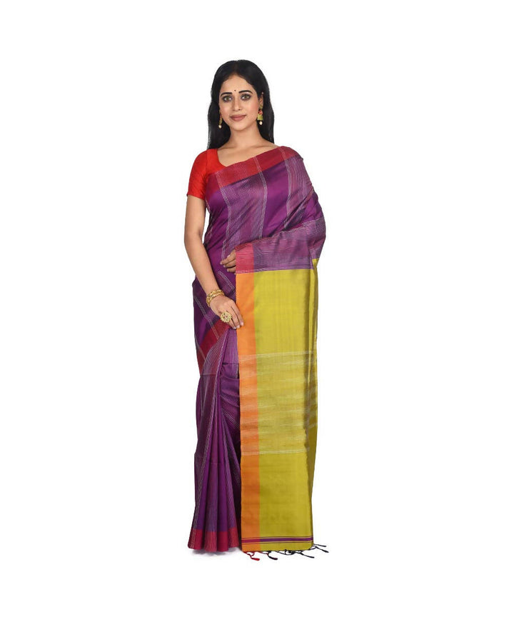 Purple Bengal handloom silk saree