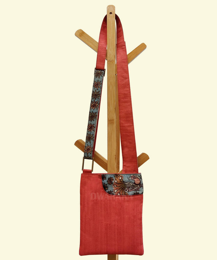 Orange with hand painted kalamkari sling bag