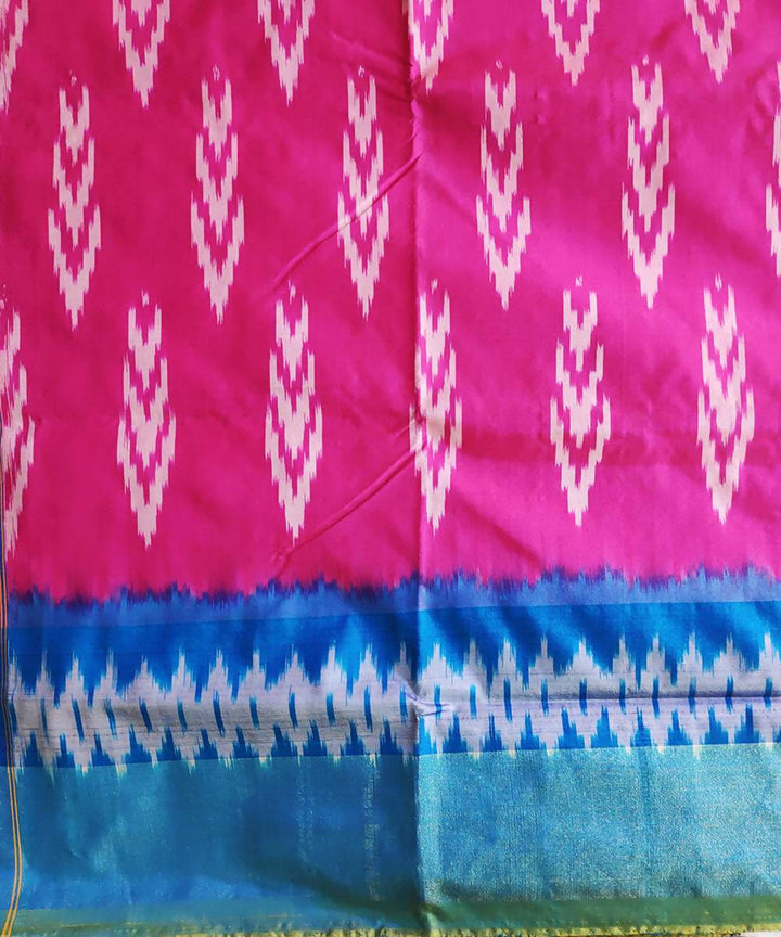 Rani pink and blue handloom ikat silk pochampally saree