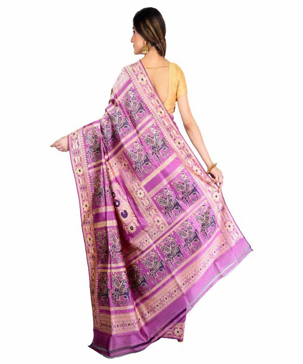 Onion purple handwoven baluchari silk saree