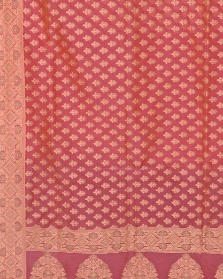 Red handwoven banarasi saree in cotton silk with woven thread work