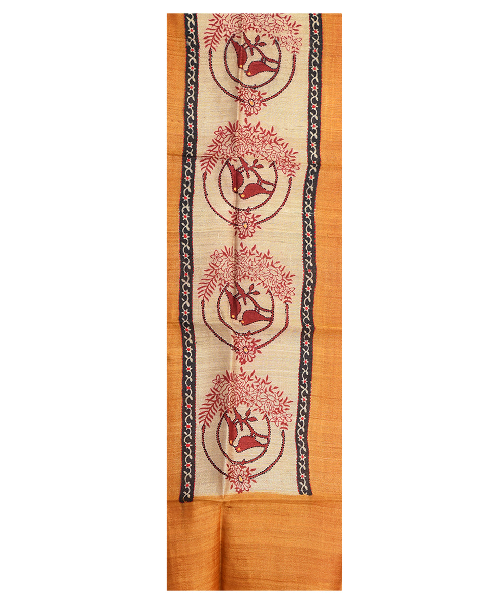 Yellow beige handwoven tussar silk kurta material