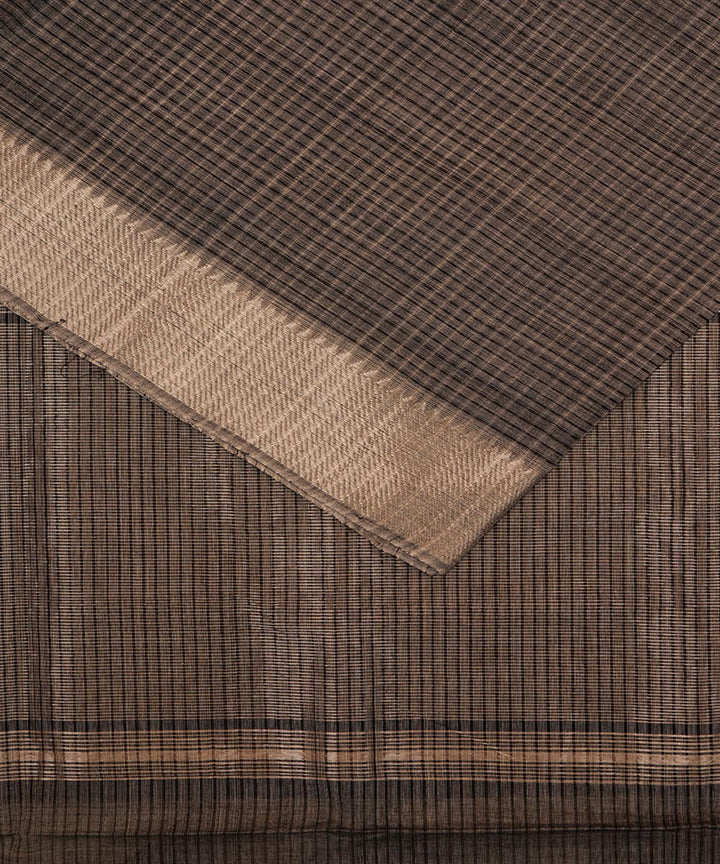 Black silver big border cotton handloom mangalagiri saree