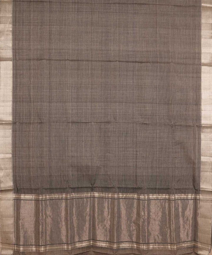 Black silver big border cotton handloom mangalagiri saree