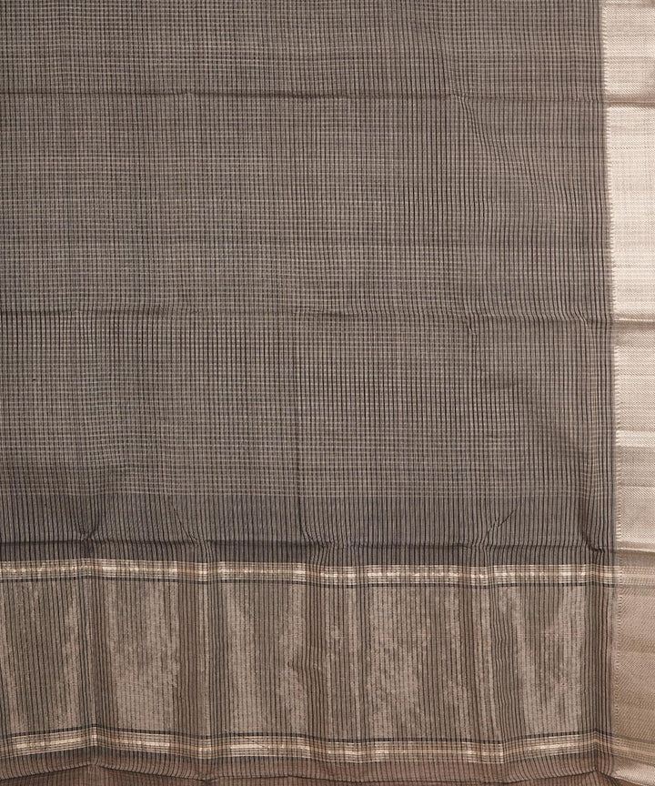 Black silver big border cotton handloom mangalagiri saree