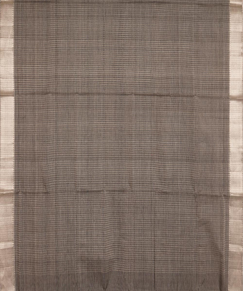 Black silver big border cotton handloom mangalagiri saree