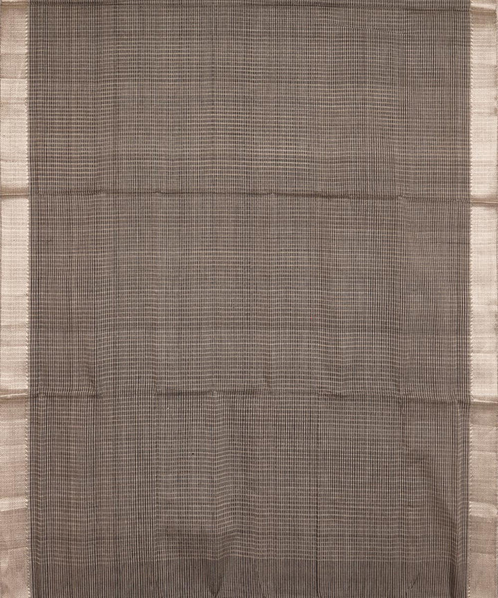 Black silver big border cotton handloom mangalagiri saree