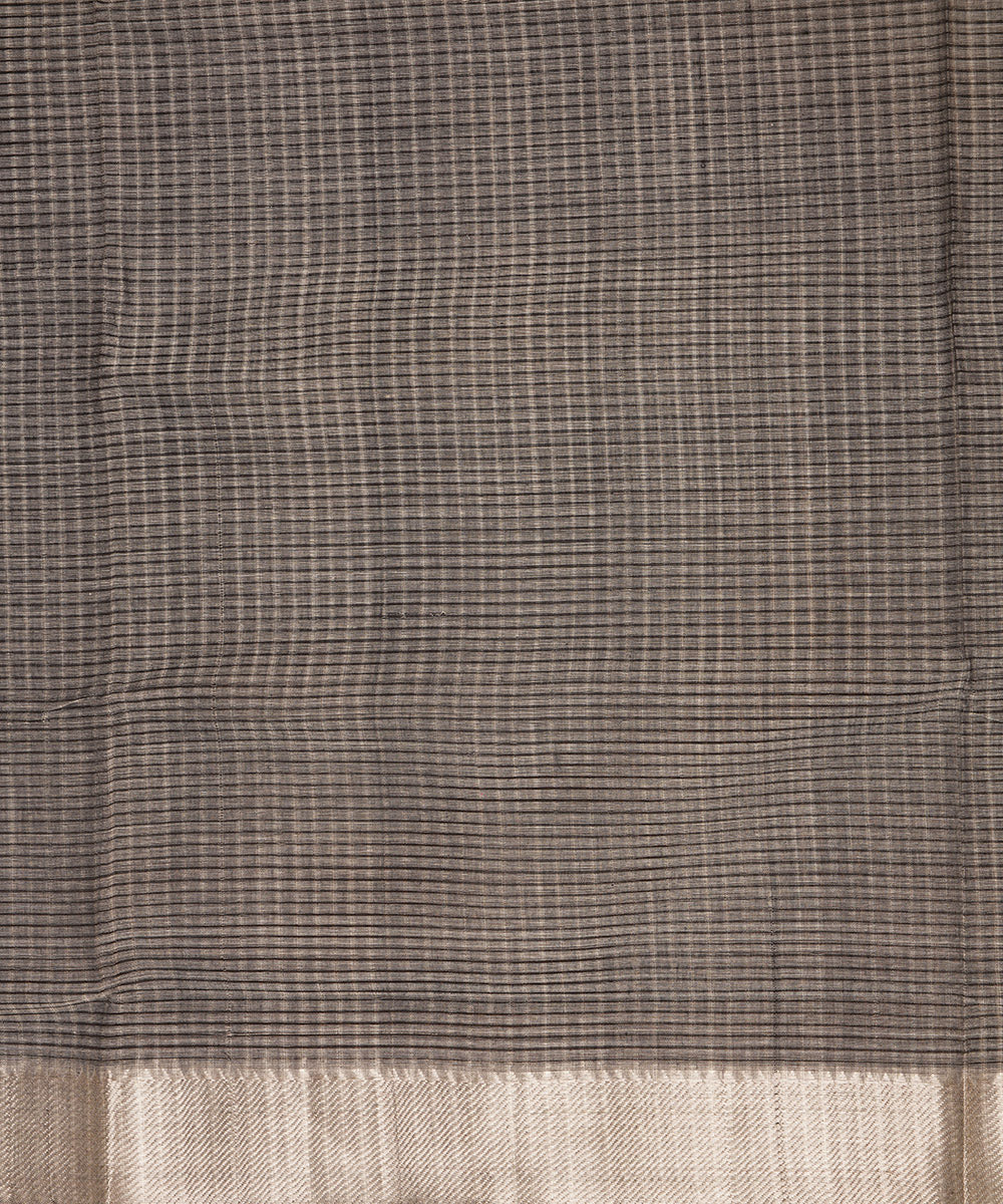 Black silver big border cotton handloom mangalagiri saree