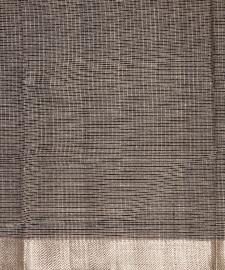 Black silver big border cotton handloom mangalagiri saree