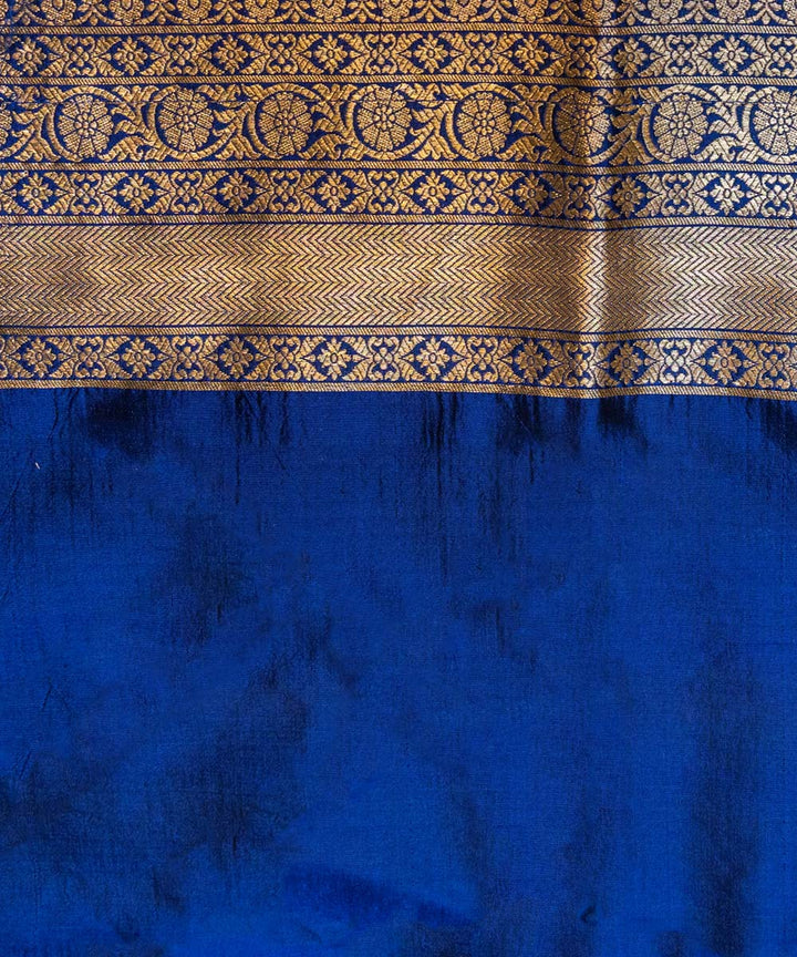 Dark navy blue silk handloom banarasi saree