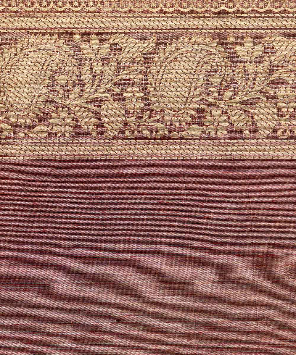 Maroon and golden silk handloom banarasi saree