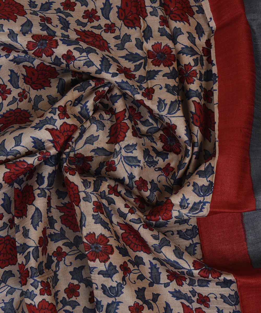 Multicolor handwoven tussar silk kurta material