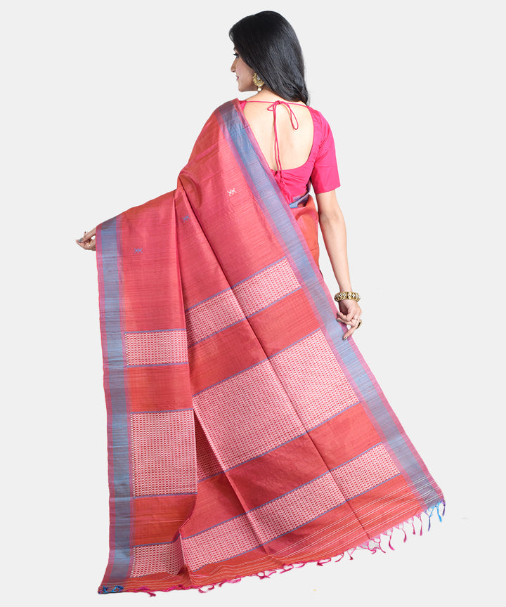 Red handwoven tussar silk saree