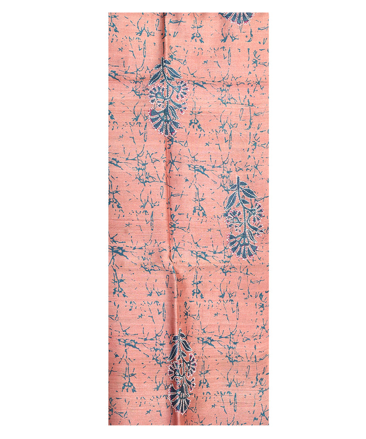 Peach handwoven tussar silk kurta material