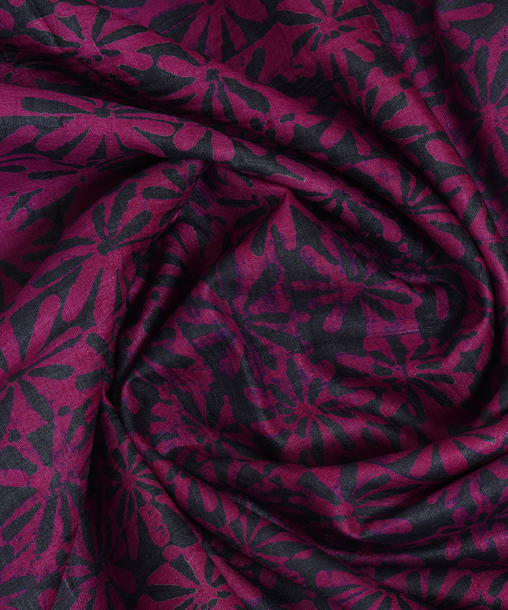 Pink blue handwoven tussar silk kurta material