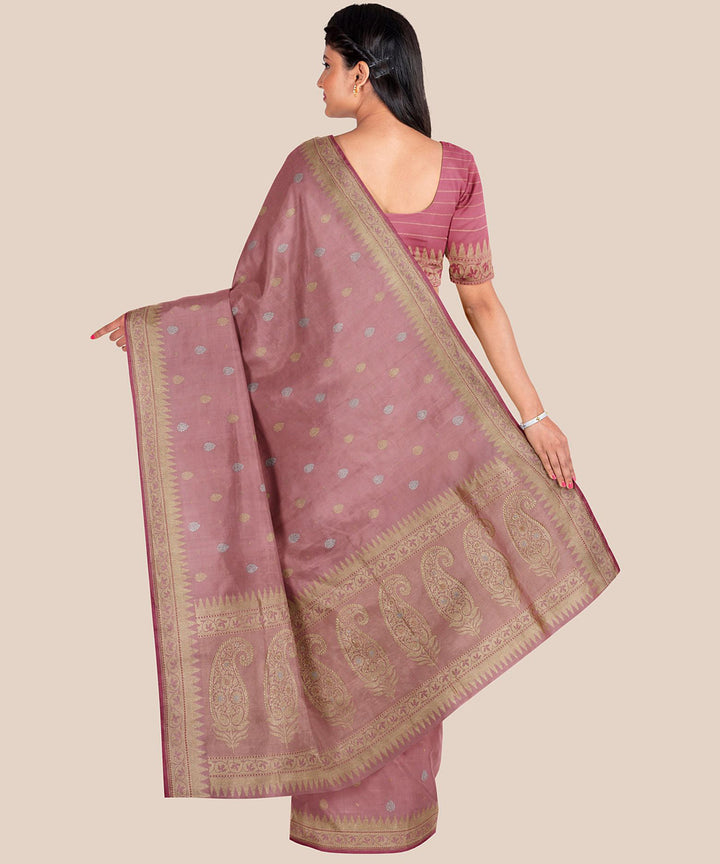 Mauve silk handloom banarasi saree