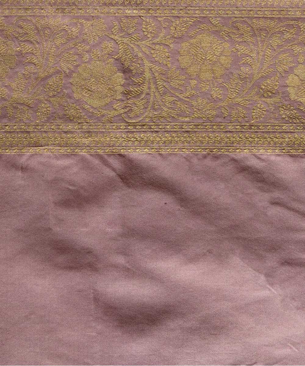 Cream peach silk handwoven banarasi saree